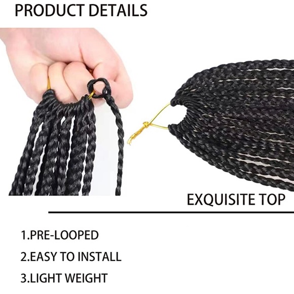 24in 1B Pre-Braided Crochet Box Braids - Picture 3 of 3